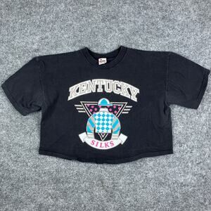 Signal T-Shirt Womens Size L Black Vintage Kentucky Silks Graphic Cropped Horse